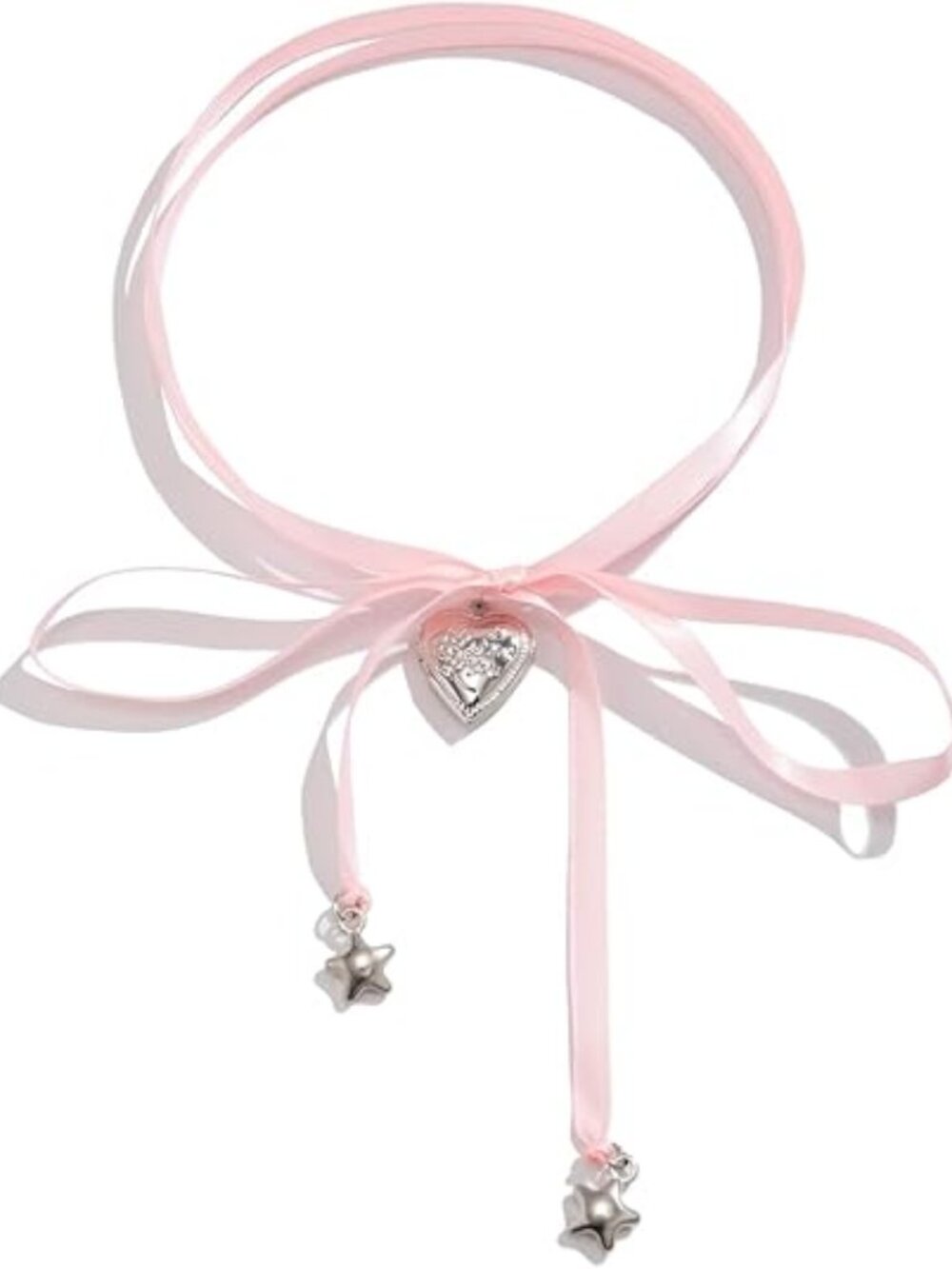 Pearl Ribbon Bow Choker Necklaces Y2k‎ Coquette Pearl Necklace with Heart Bow